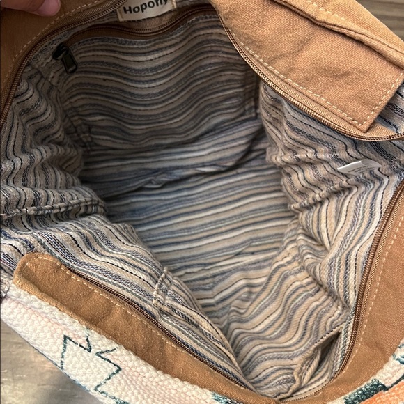 HOPOFLY BOHEMIAN CANVAS FUR LEATHER FRINGE LARGE TOTE BAG - Picture 7 of 16